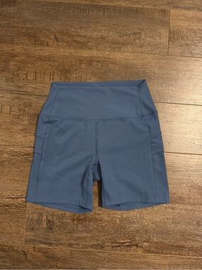 High-Waist Women's Bike Shorts in Slate Blue
